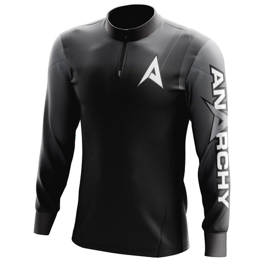 Anarchy Bat Company Long Sleeve Quarter Zip - Gray/Black Fade - Smash It Sports