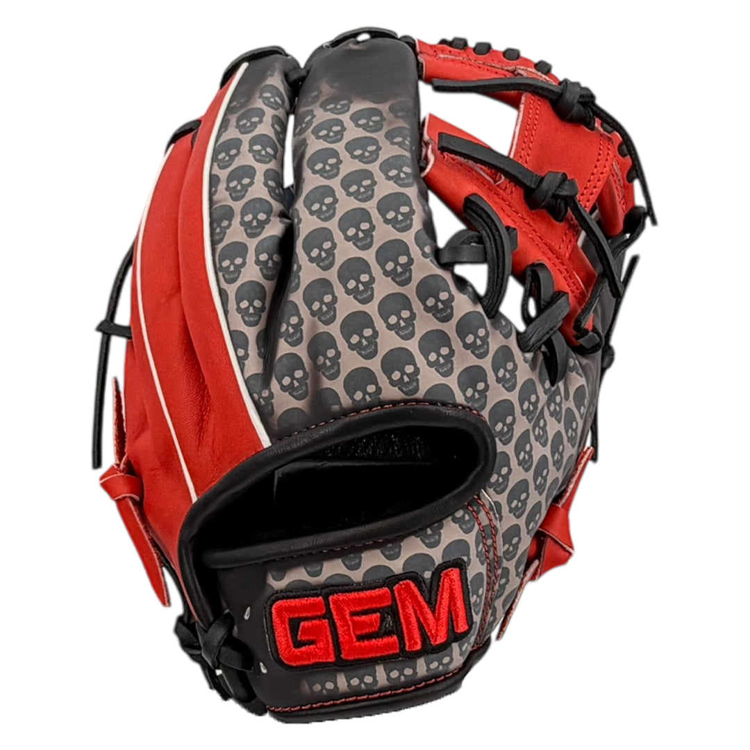 Gem Gloves Baseball Fielding Glove - GEM085 Shadow Skulls – Product View | Smash It Sports | leather, kip, pro