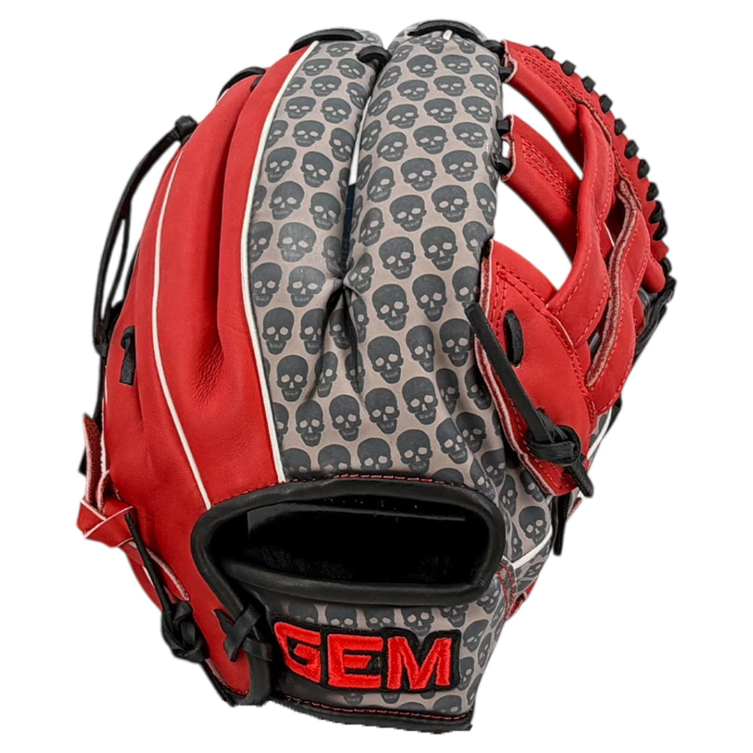 Gem Gloves Softball Fielding Glove - GEM085 Shadow Skulls – Product View | Smash It Sports | leather, kip, pro