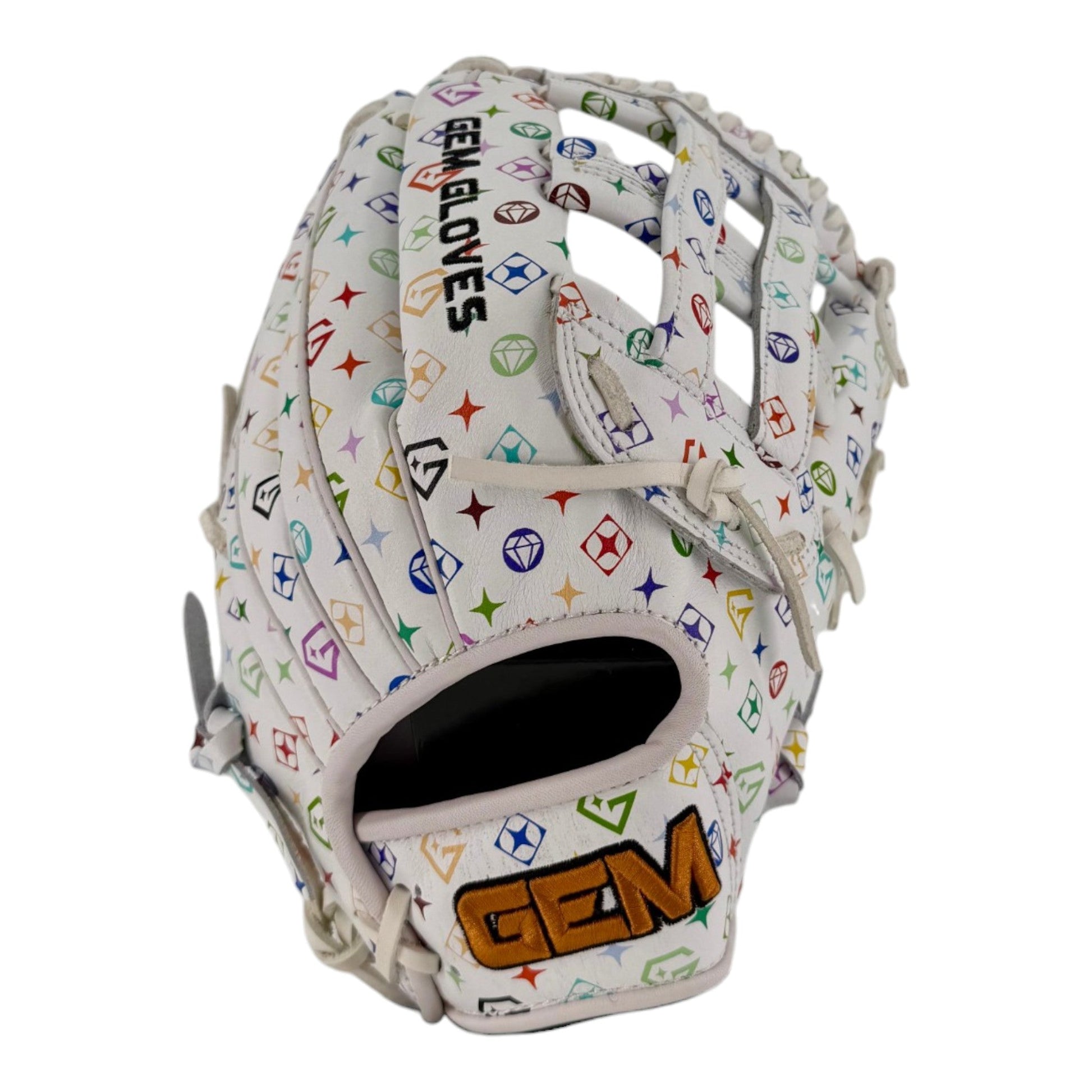 Gem Gloves Softball Fielding Glove - GEM107 Rainbow Lux – Product View | Smash It Sports | leather, kip, pro