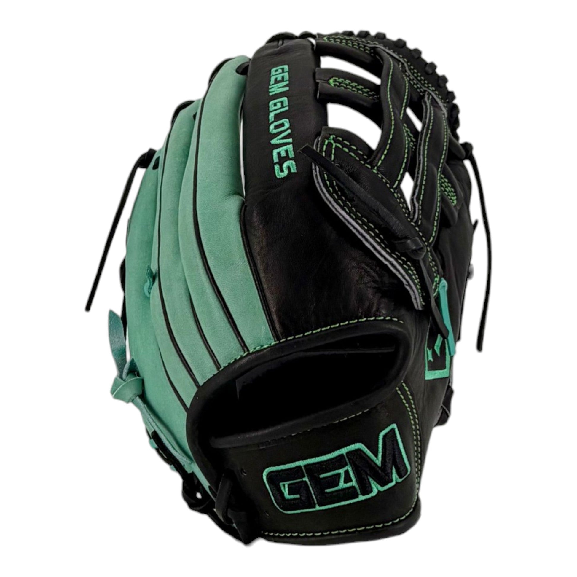 Gem Gloves Softball Fielding Glove - GEM115 Phantom Mint – Product View | Smash It Sports | leather, kip, pro
