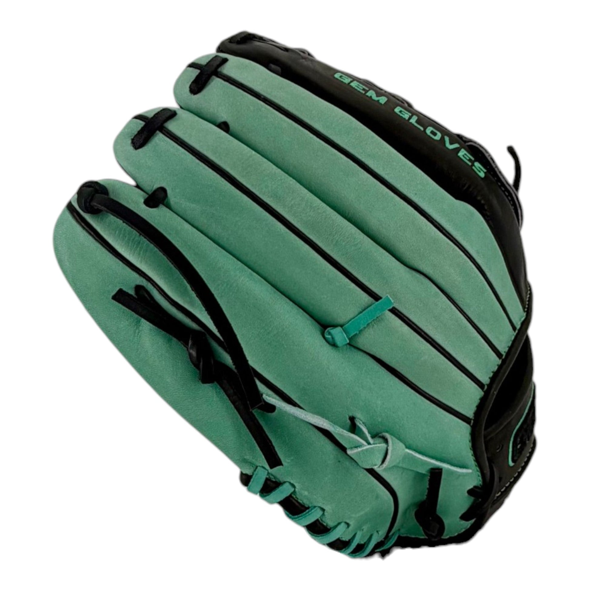 Gem Gloves Softball Fielding Glove - GEM115 Phantom Mint – Product View | Smash It Sports | leather, kip, pro