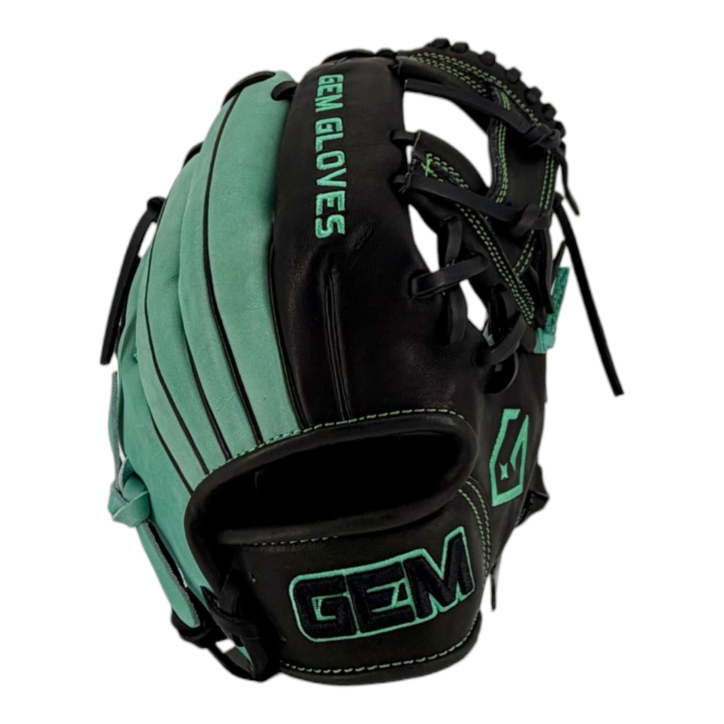 Gem Gloves Baseball Fielding Glove - GEM115 Phantom Mint – Product View | Smash It Sports | leather, kip, pro