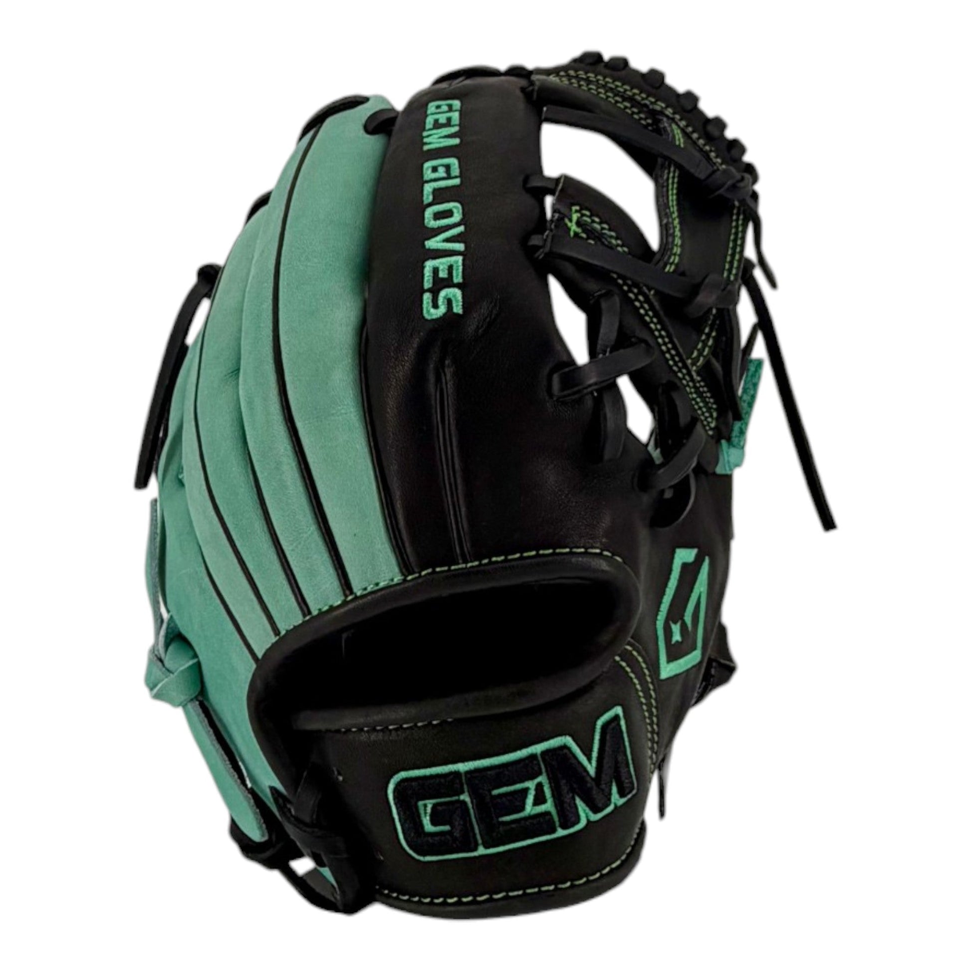 Gem Gloves Baseball Fielding Glove - GEM115 Phantom Mint – Product View | Smash It Sports | leather, kip, pro