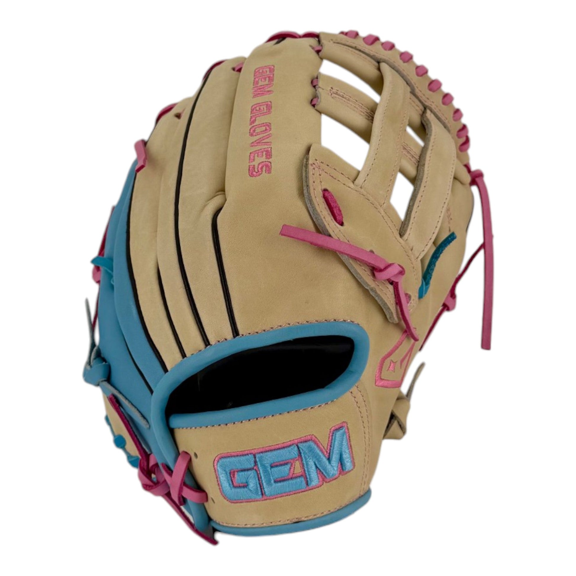 Gem Gloves Softball Fielding Glove - GEM121 Carolina Peach – Product View | Smash It Sports | leather, kip, pro