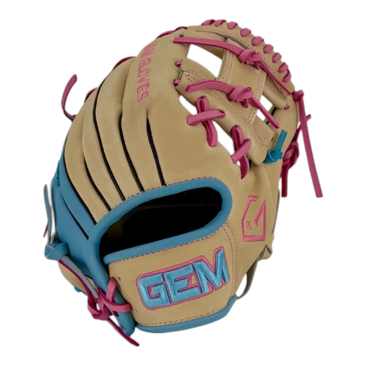 Gem Gloves Baseball Fielding Glove - GEM121 Carolina Peach – Product View | Smash It Sports | leather, kip, pro