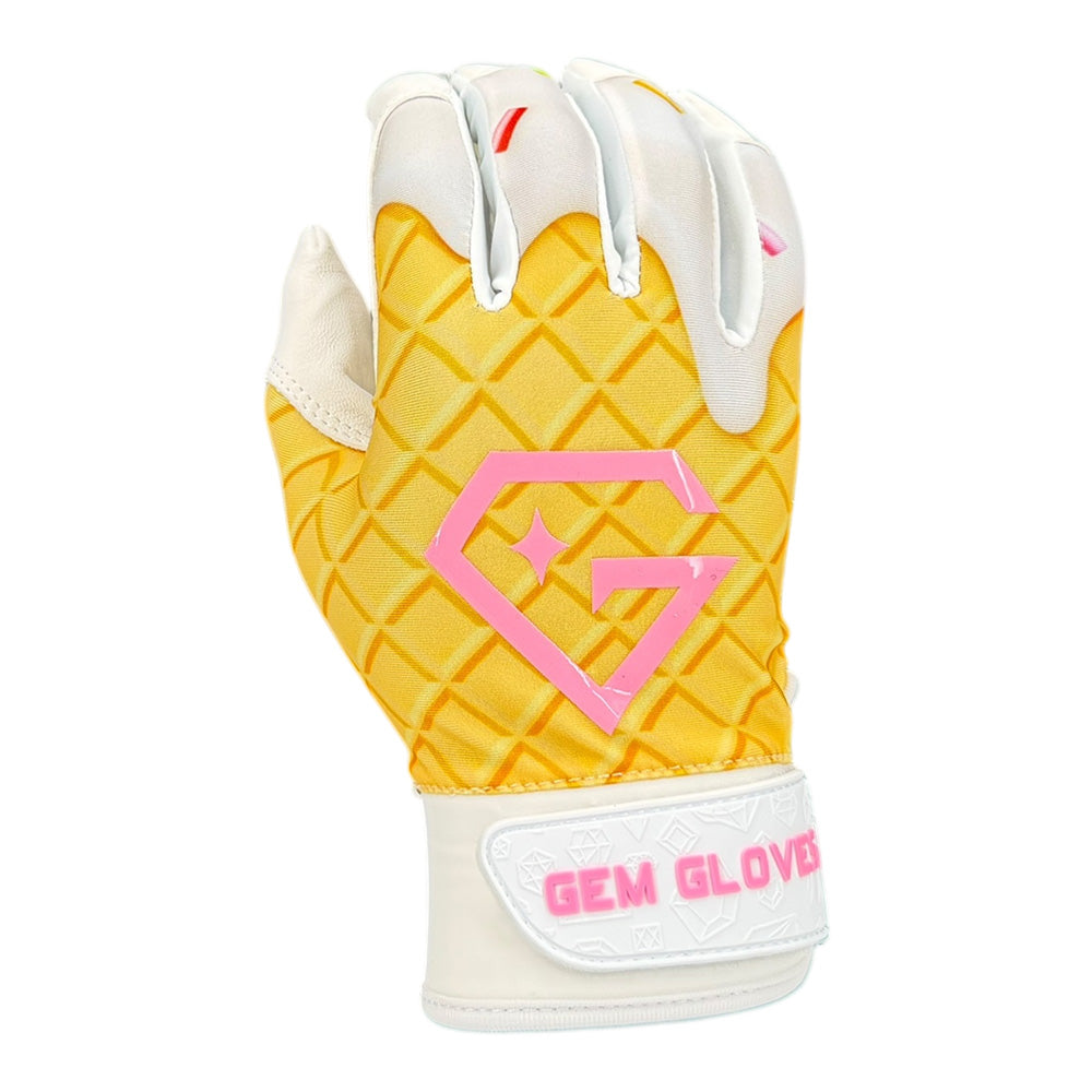 Gem Glove Opalite Batting Glove - Vanilla Ice Cream – Product View | Smash It Sports | leather, pro