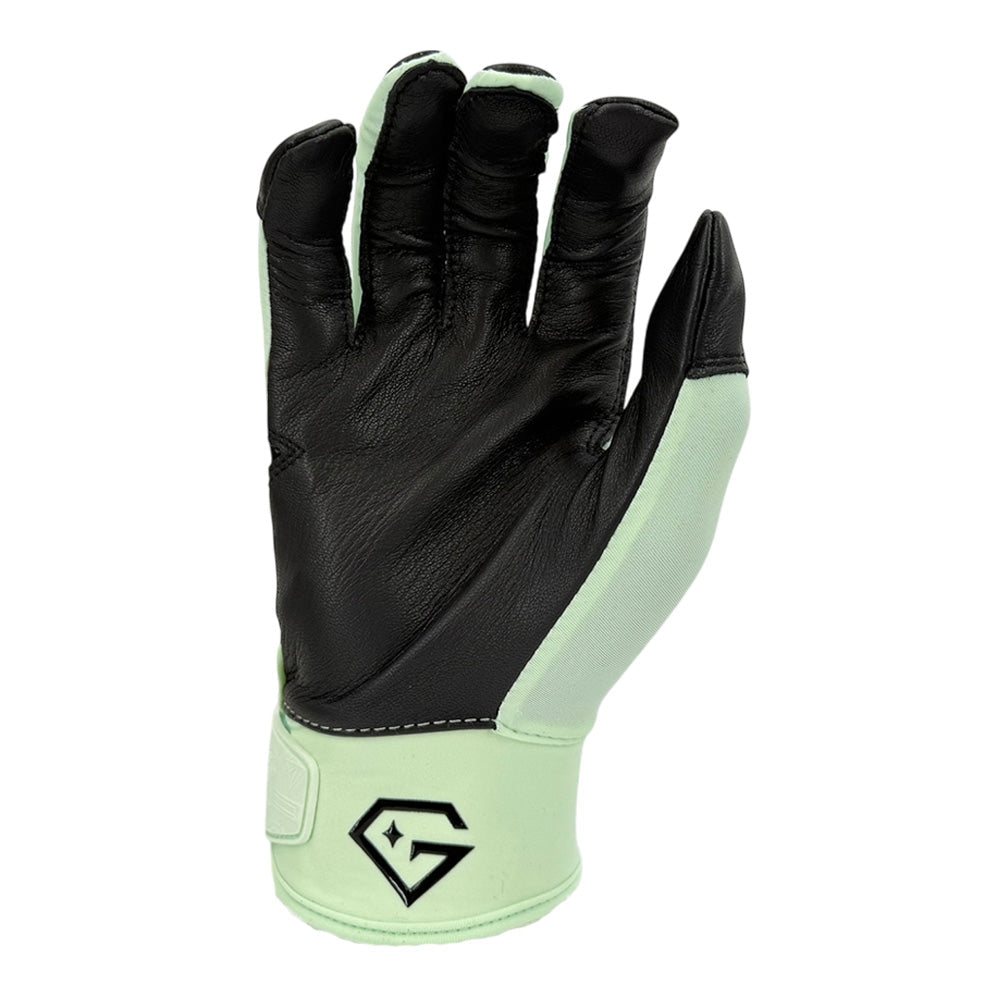 Gem Glove Opalite Batting Glove - Black/Mint – Product View | Smash It Sports | leather, pro