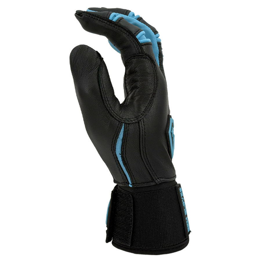 Gem Glove Prospector Long Cuff Batting Glove - Black/Carolina – Product View | Smash It Sports | leather, pro
