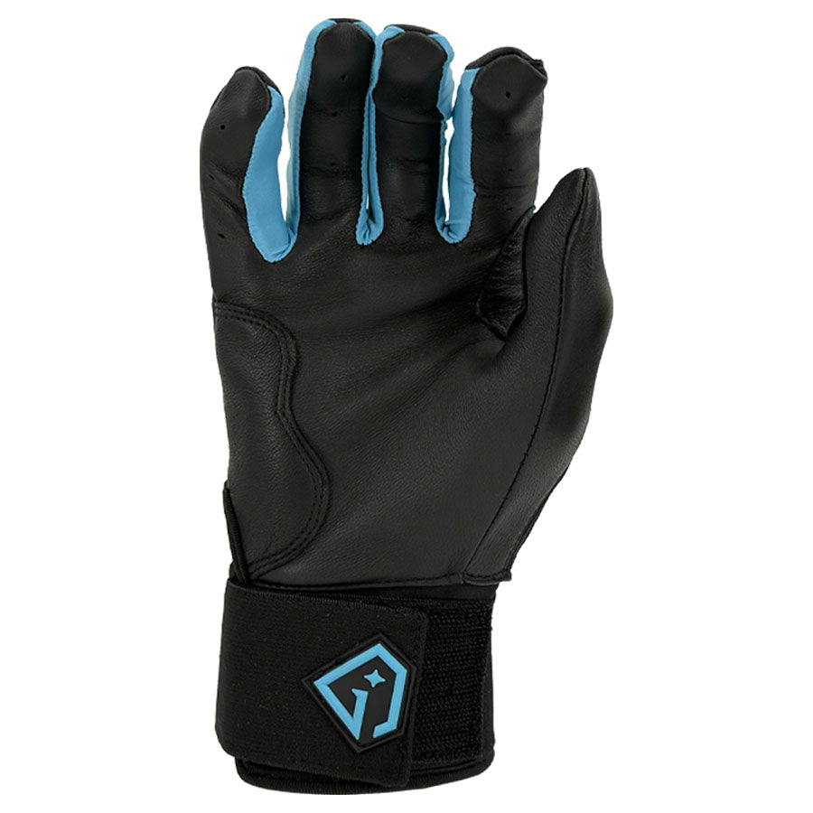 Gem Glove Prospector Long Cuff Batting Glove - Black/Carolina – Product View | Smash It Sports | leather, pro