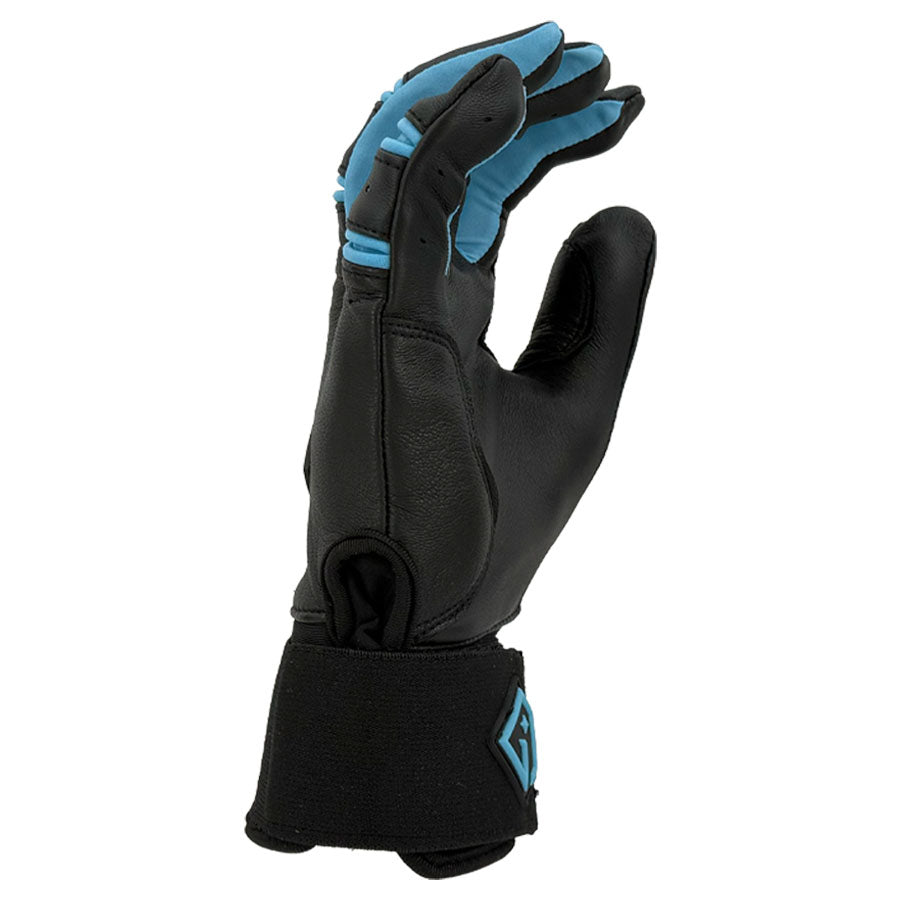 Gem Glove Prospector Long Cuff Batting Glove - Black/Carolina – Product View | Smash It Sports | leather, pro