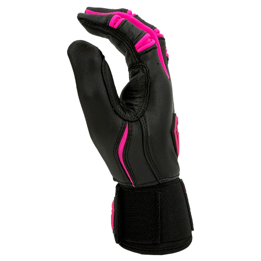 Gem Glove Prospector Long Cuff Batting Glove - Black/Pink – Product View | Smash It Sports | leather, pro