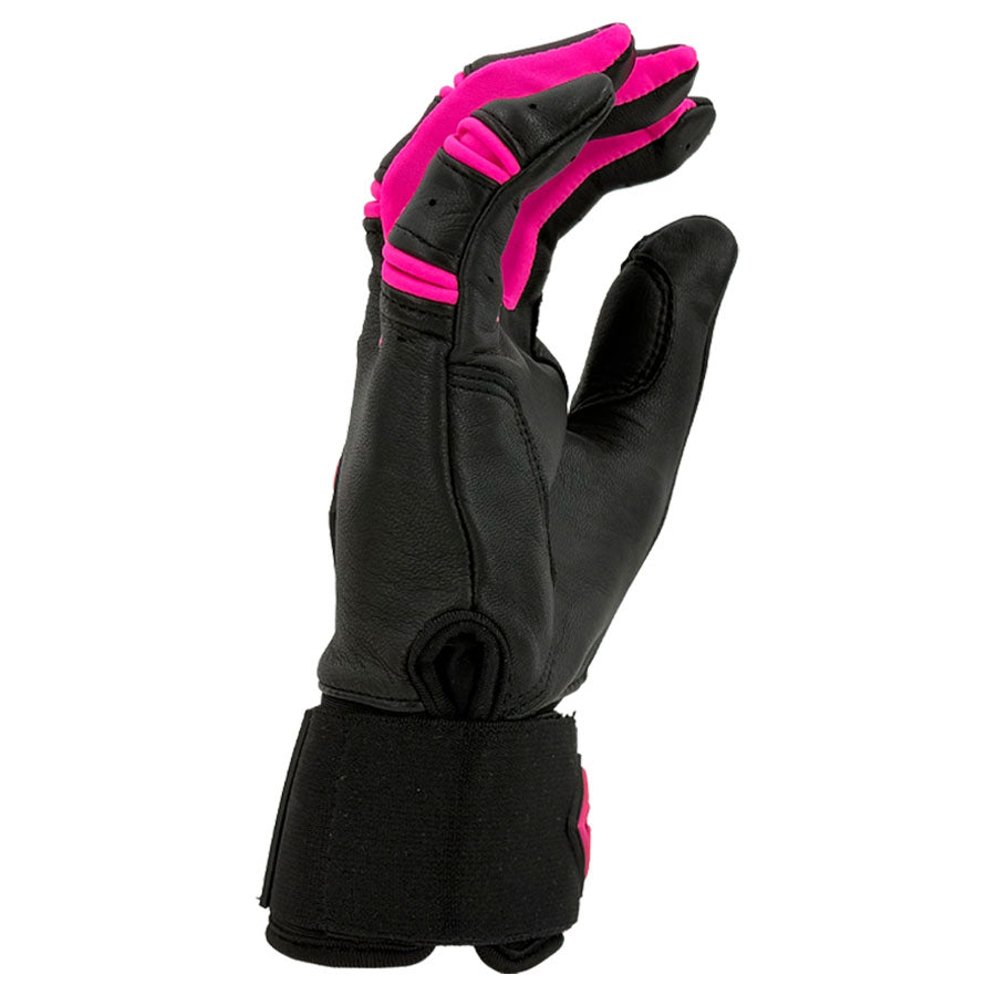 Gem Glove Prospector Long Cuff Batting Glove - Black/Pink – Product View | Smash It Sports | leather, pro