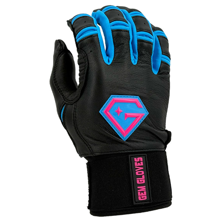 Gem Glove Prospector Long Cuff Batting Glove - Black/Vice – Product View | Smash It Sports | leather, pro