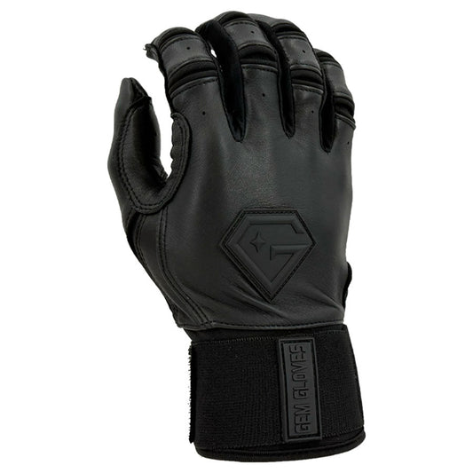 Gem Glove Prospector Long Cuff Batting Glove - Blackout – Product View | Smash It Sports | leather, pro
