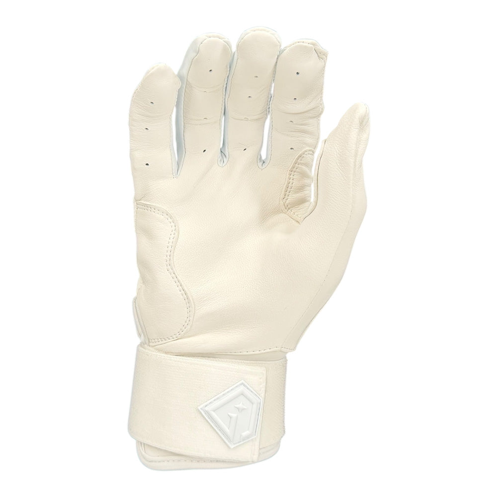 Gem Glove Prospector Long Cuff Batting Glove - Whiteout – Product View | Smash It Sports | leather, pro
