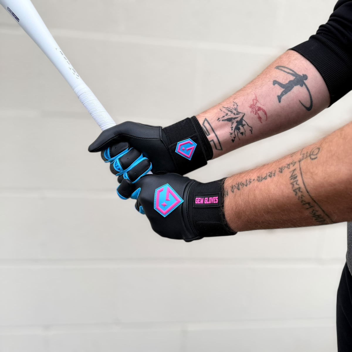 Gem Glove Prospector Long Cuff Batting Glove - Black/Pink – Product View | Smash It Sports | leather, pro