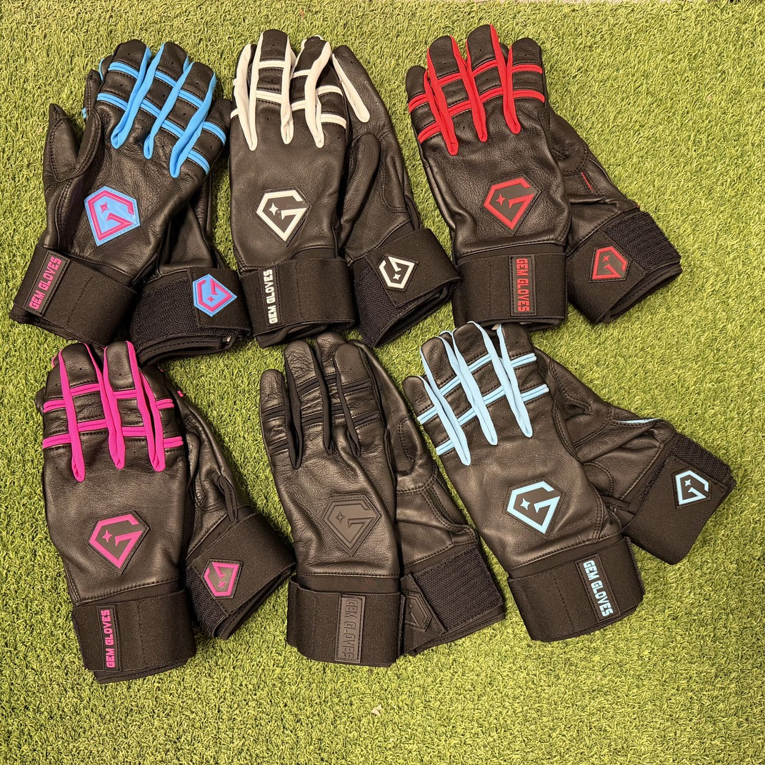 Gem Glove Prospector Long Cuff Batting Glove - Black/Vice – Product View | Smash It Sports | leather, pro