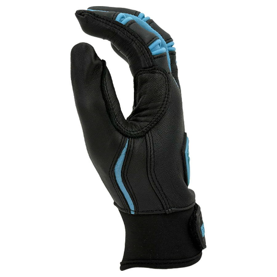 Gem Glove Prospector Short Cuff Batting Glove - Black/Carolina – Product View | Smash It Sports | leather, pro