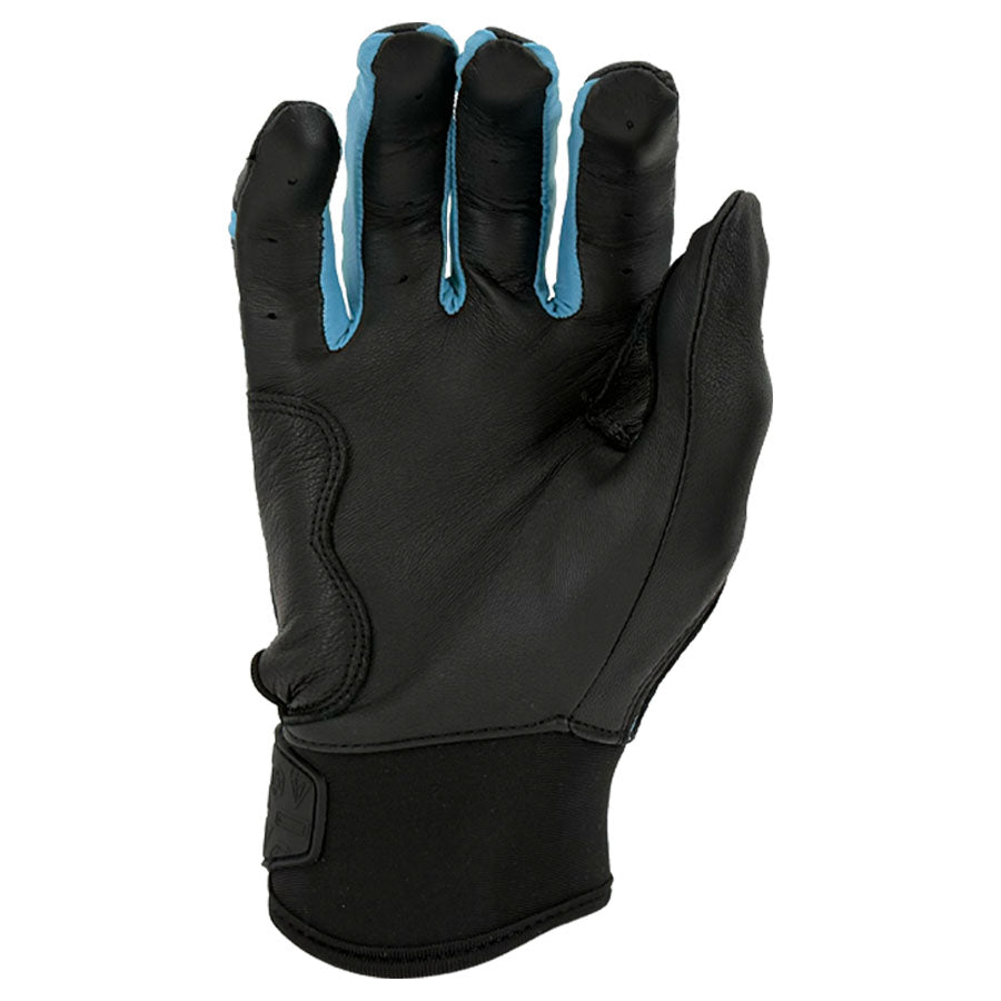 Gem Glove Prospector Short Cuff Batting Glove - Black/Carolina – Product View | Smash It Sports | leather, pro