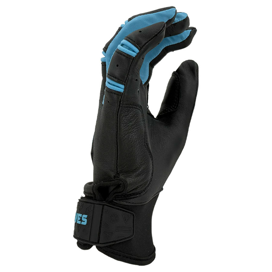 Gem Glove Prospector Short Cuff Batting Glove - Black/Carolina – Product View | Smash It Sports | leather, pro