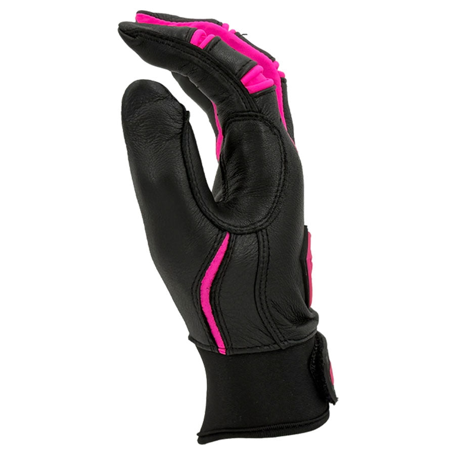 Gem Glove Prospector Short Cuff Batting Glove - Black/Pink – Product View | Smash It Sports | leather, pro