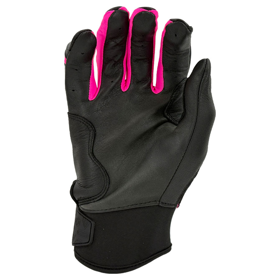 Gem Glove Prospector Short Cuff Batting Glove - Black/Pink – Product View | Smash It Sports | leather, pro