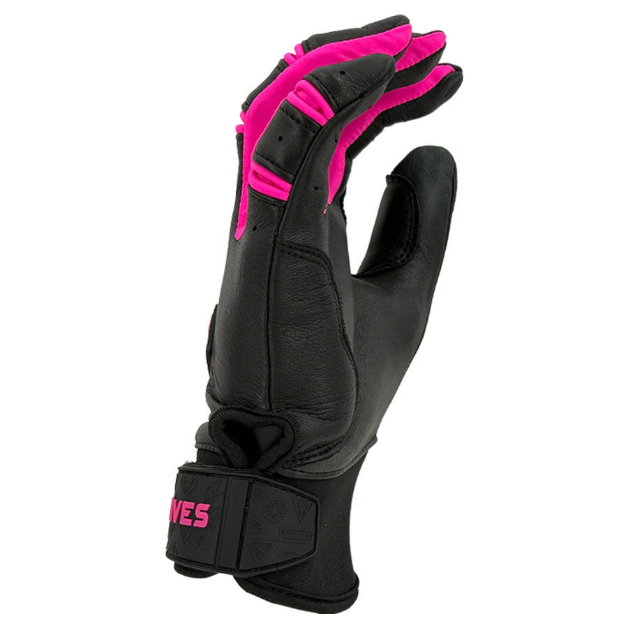 Gem Glove Prospector Short Cuff Batting Glove - Black/Pink – Product View | Smash It Sports | leather, pro