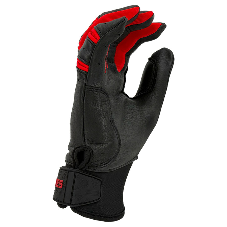 Gem Glove Prospector Short Cuff Batting Glove - Black/Red – Product View | Smash It Sports | leather, pro