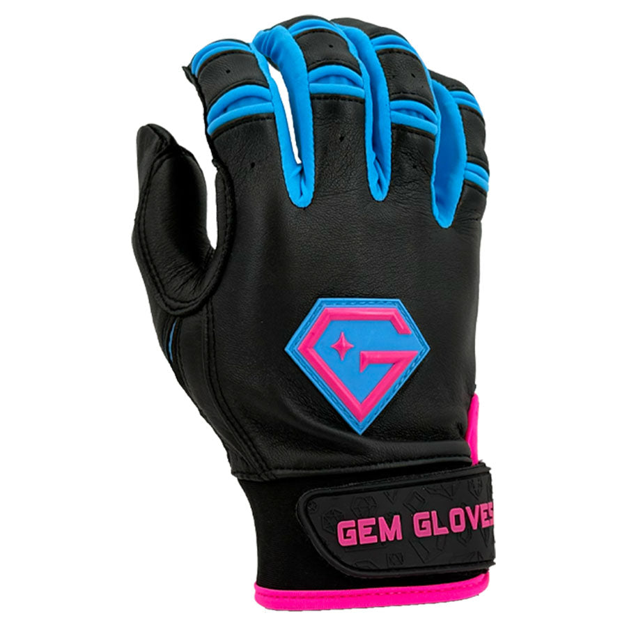 Gem Glove Prospector Short Cuff Batting Glove - Black/Vice – Product View | Smash It Sports | leather, pro