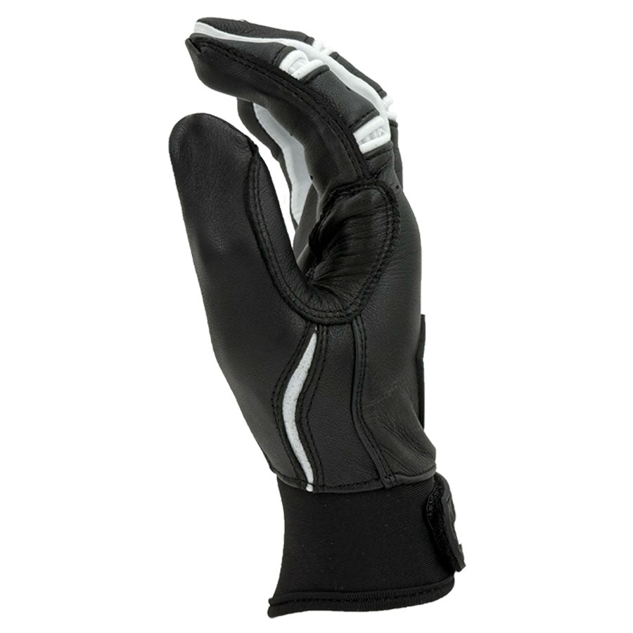 Gem Glove Prospector Short Cuff Batting Glove - Black/White – Product View | Smash It Sports | leather, pro
