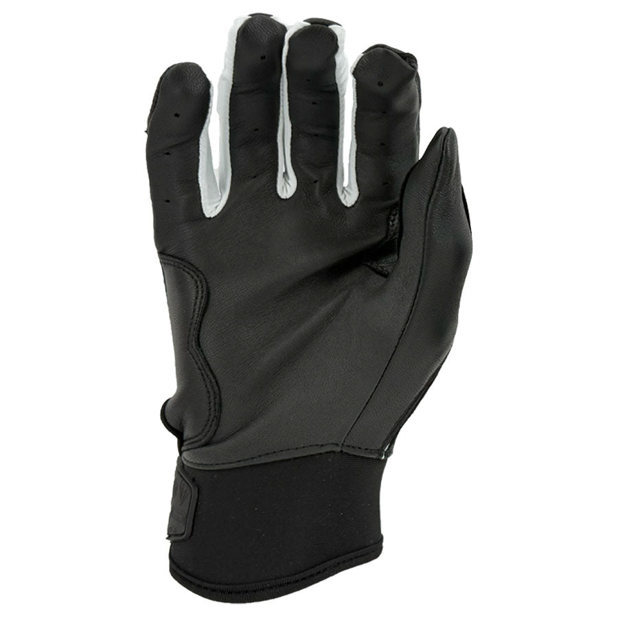 Gem Glove Prospector Short Cuff Batting Glove - Black/White – Product View | Smash It Sports | leather, pro