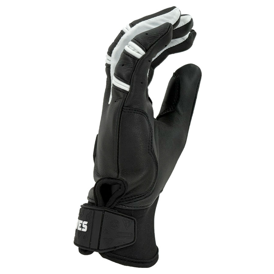 Gem Glove Prospector Short Cuff Batting Glove - Black/White – Product View | Smash It Sports | leather, pro