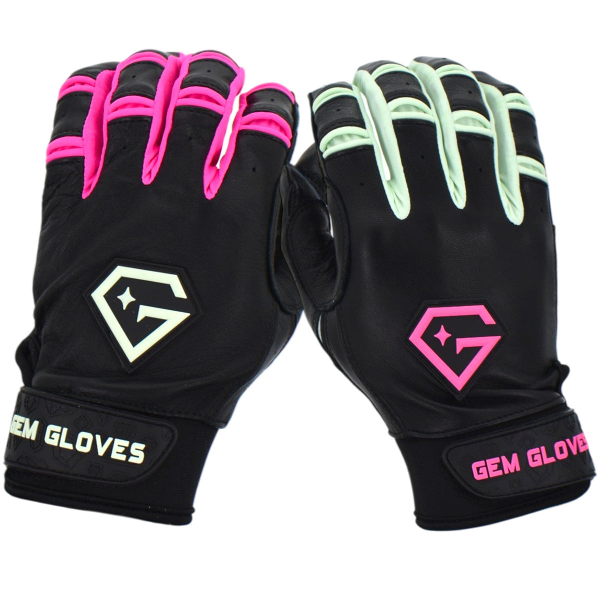 Gem Glove Prospector Short Cuff Batting Glove - Black/Pink/Mint