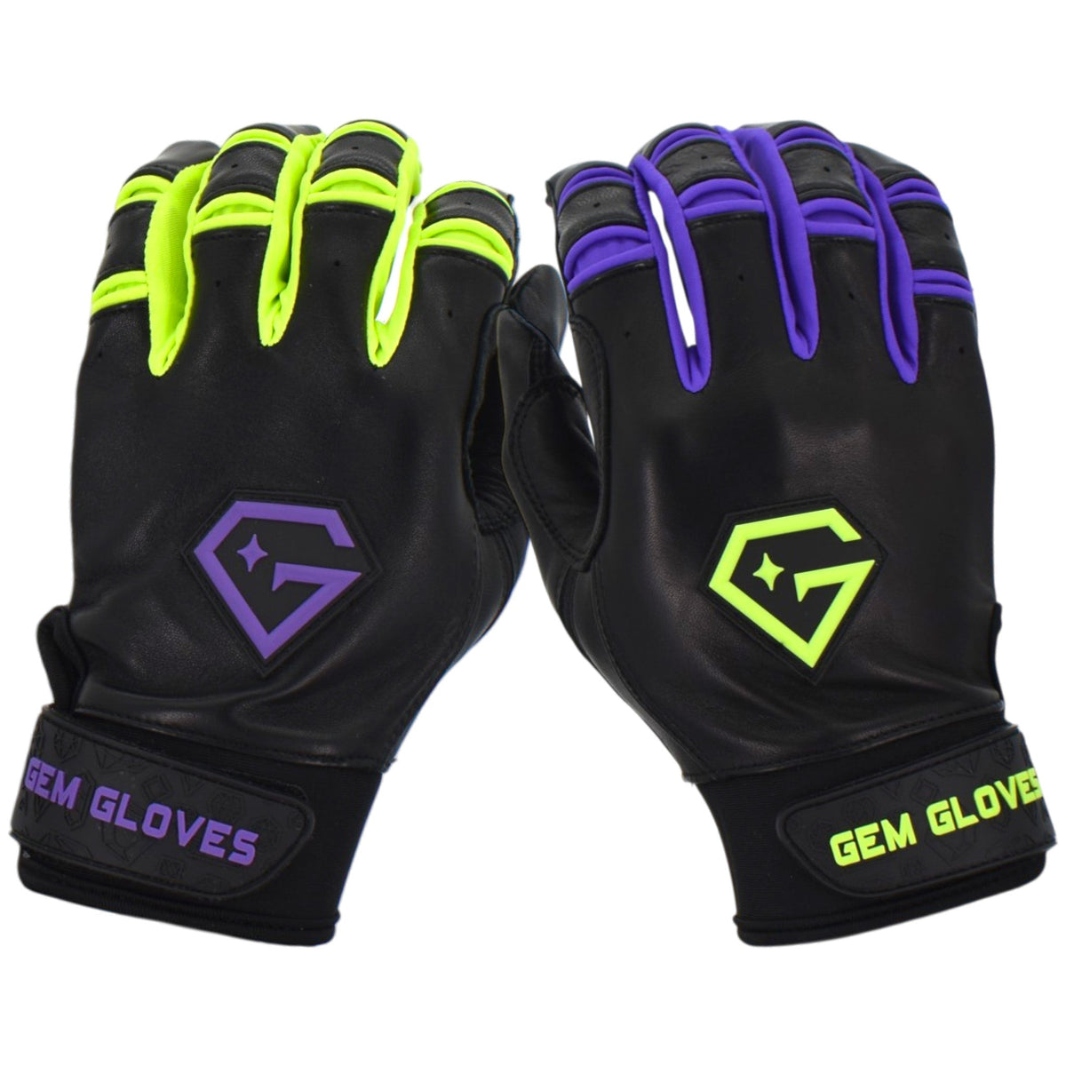 Gem Glove Prospector Short Cuff Batting Glove - Black/Purple/Green
