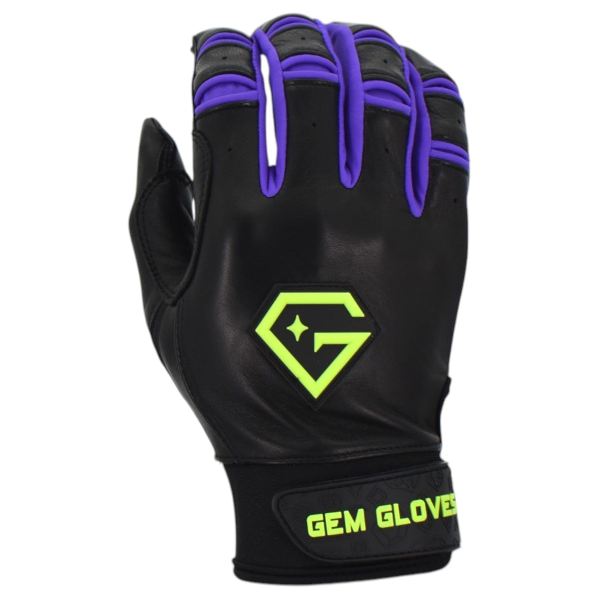 Gem Glove Prospector Short Cuff Batting Glove - Black/Purple/Green