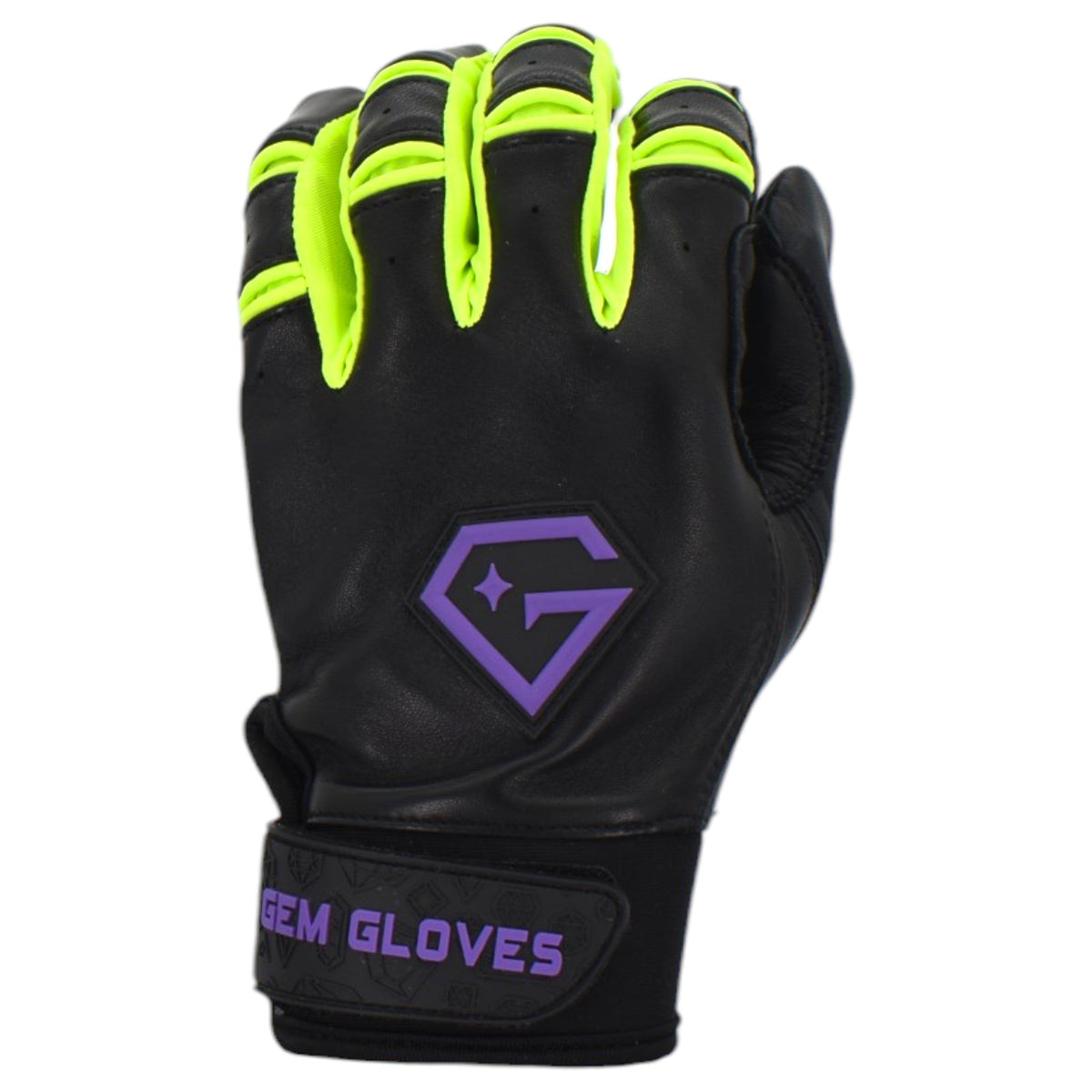 Gem Glove Prospector Short Cuff Batting Glove - Black/Purple/Green