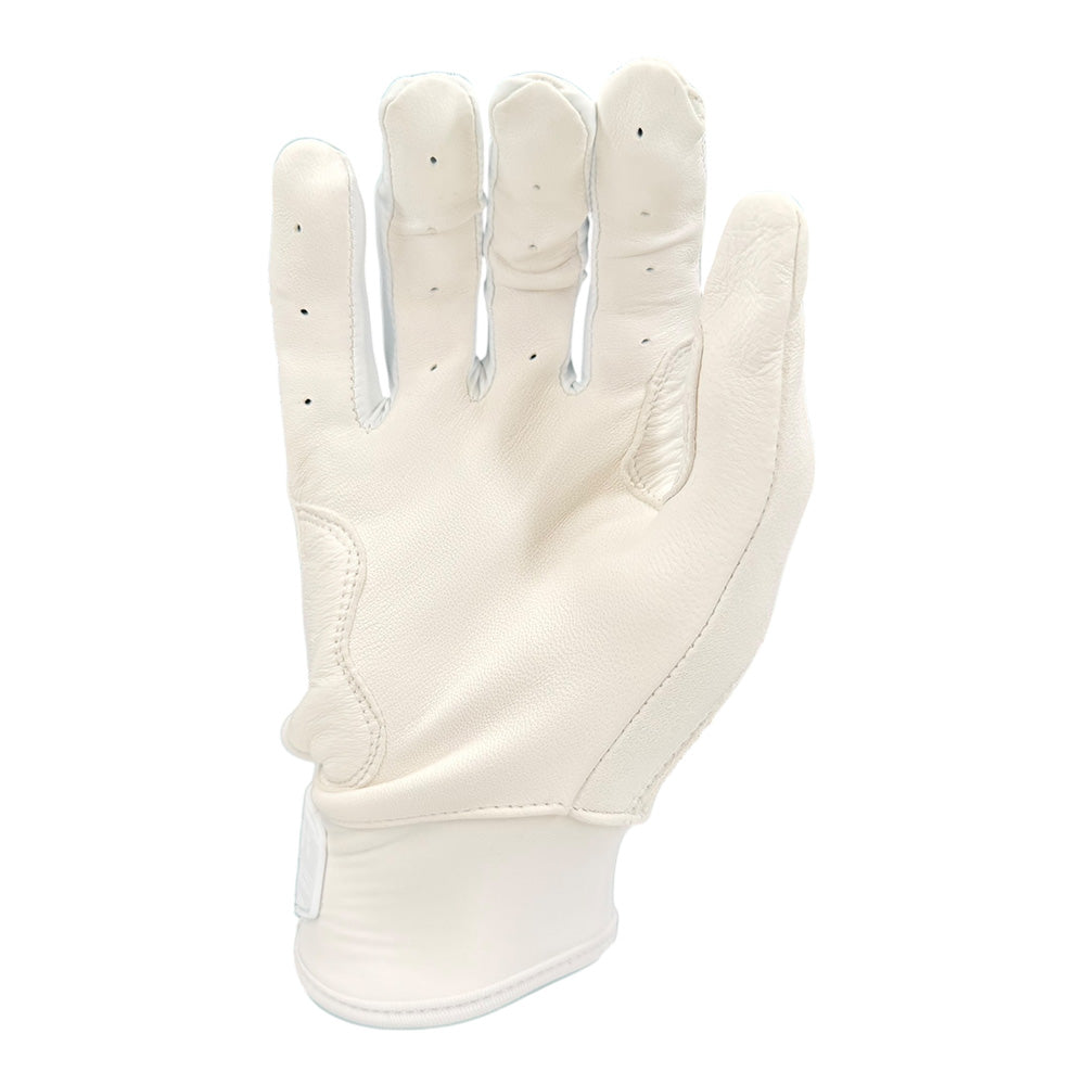 Gem Glove Prospector Short Cuff Batting Glove - Whiteout – Product View | Smash It Sports | leather, pro