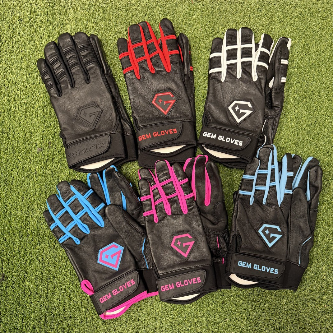 Gem Glove Prospector Short Cuff Batting Glove - Blackout – Product View | Smash It Sports | leather, pro