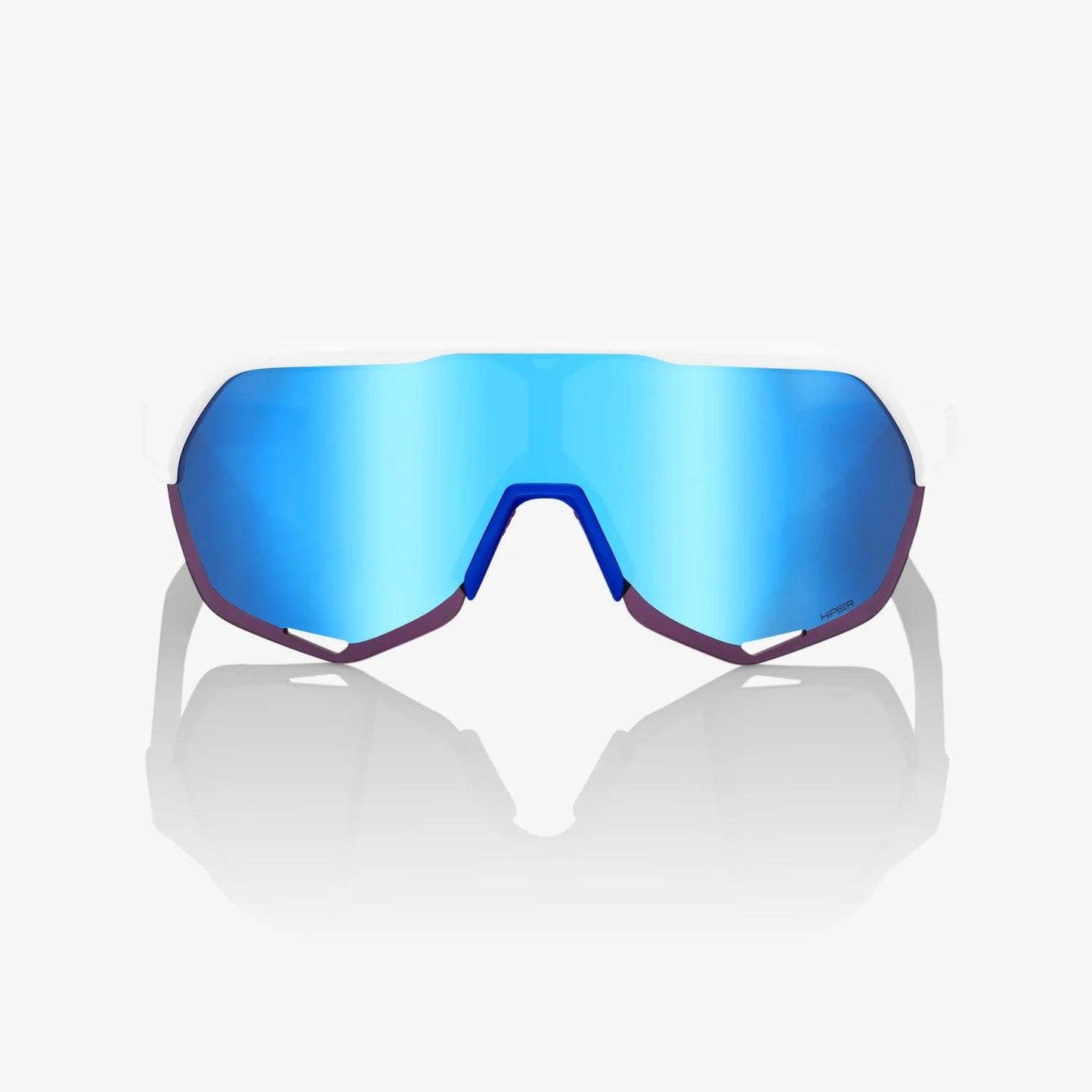 100 Percent Sunglasses - S2 -TotalEnergies Team Matte White / Metallic Blue HiPER Blue Multilayer Mirror Lens - Smash It Sports