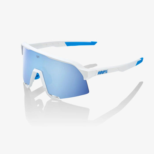 100 Percent Sunglasses - S3 - SE Movistar Team White - HiPER® Blue Multilayer Mirror Lens - Smash It Sports