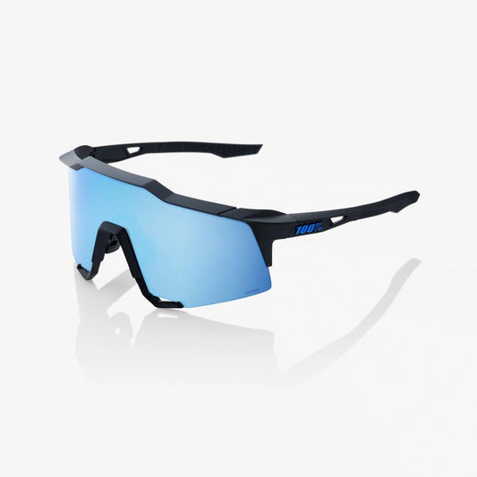 100 Percent Sunglasses - SPEEDCRAFT - Matte Black - HiPER Blue Multilayer Mirror Lens - Smash It Sports