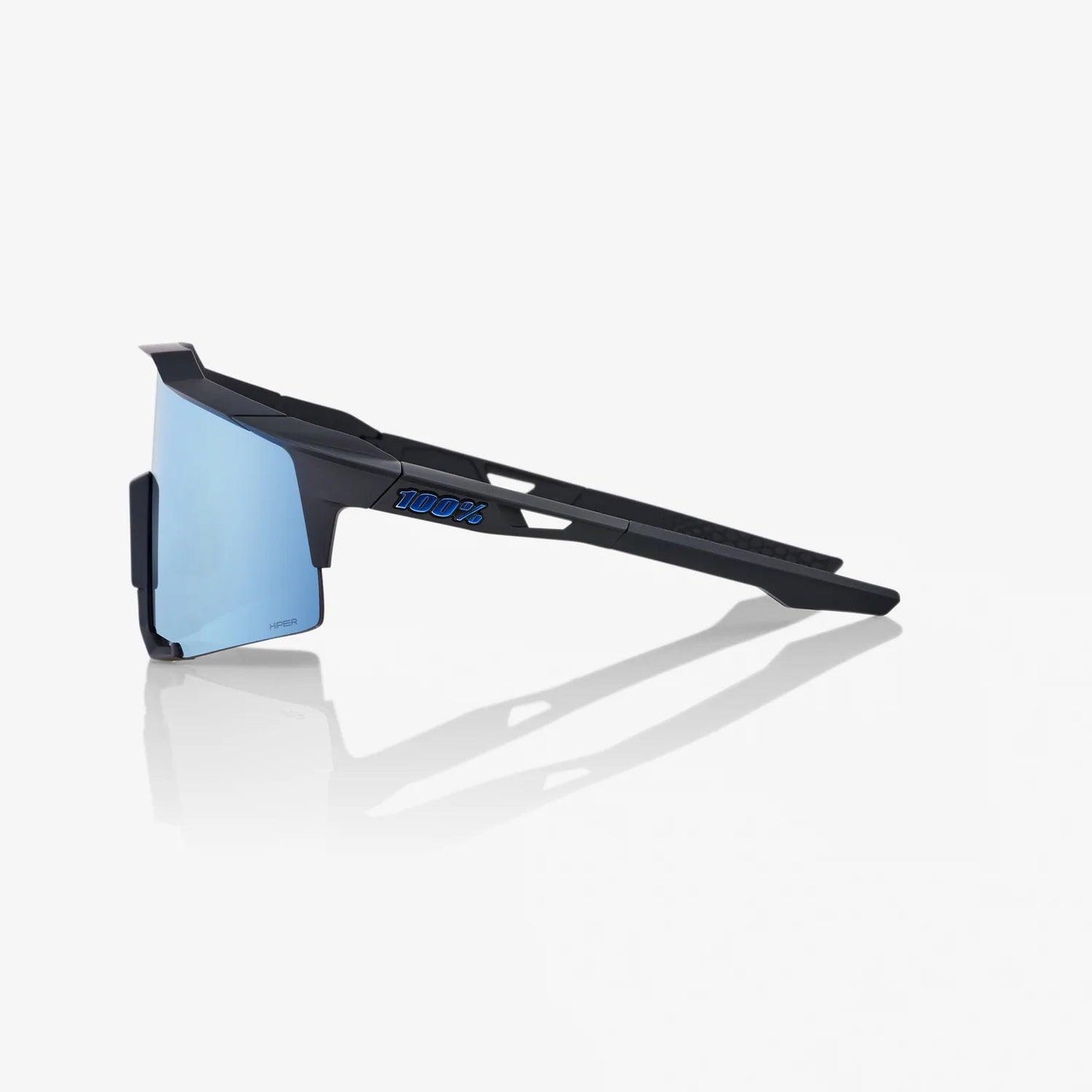 100 Percent Sunglasses - SPEEDCRAFT - Matte Black - HiPER Blue Multilayer Mirror Lens - Smash It Sports