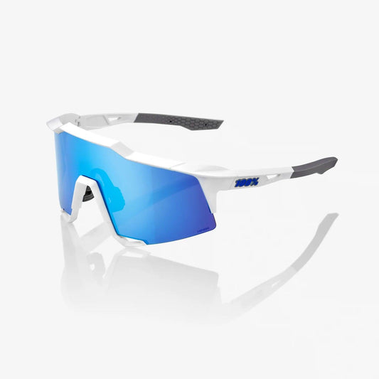 100% SPEEDCRAFT - Matte White - HiPER Blue Multilayer Mirror Lens - Smash It Sports