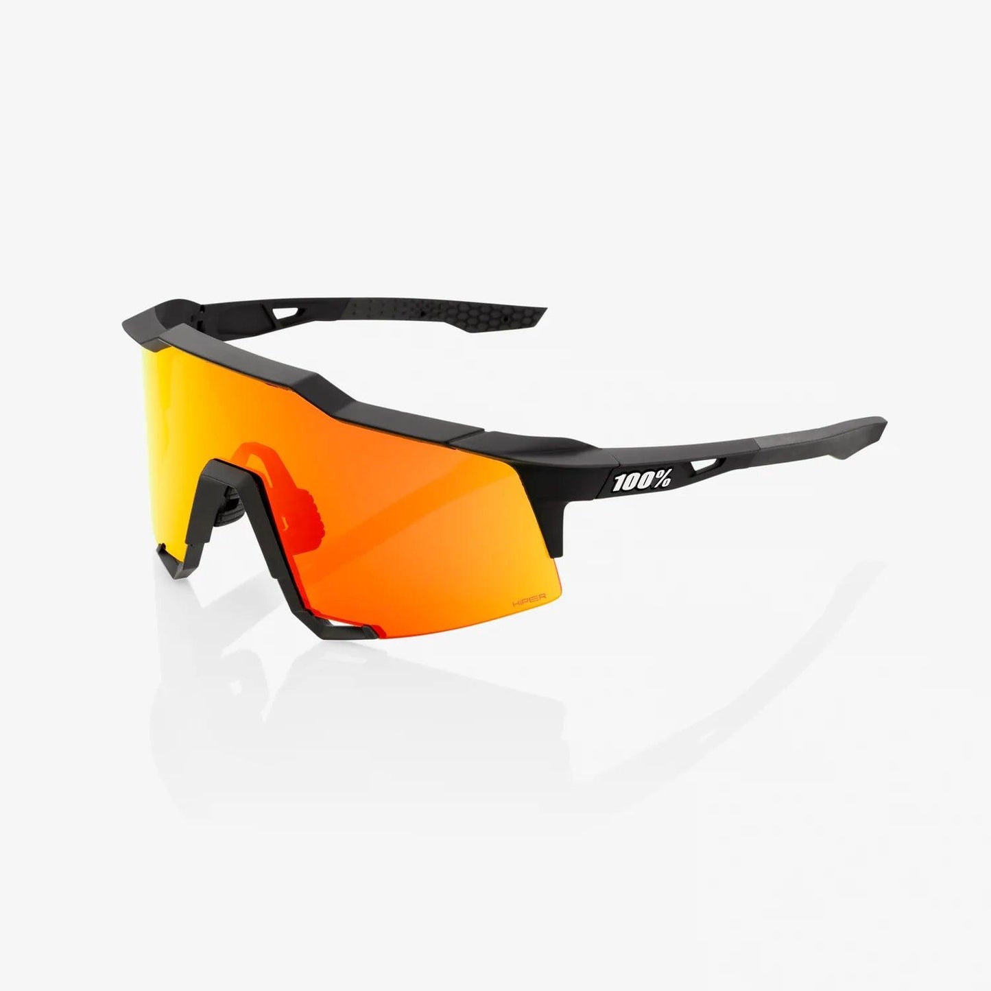 100 Percent Sunglasses - SPEEDCRAFT - Soft Tact Black - HiPER Red Multilayer Mirror Lens - Smash It Sports