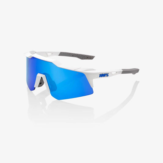 100 Percent Sunglasses - SPEEDCRAFT XS - Matte White - Blue Multilayer Mirror Lens - Smash It Sports