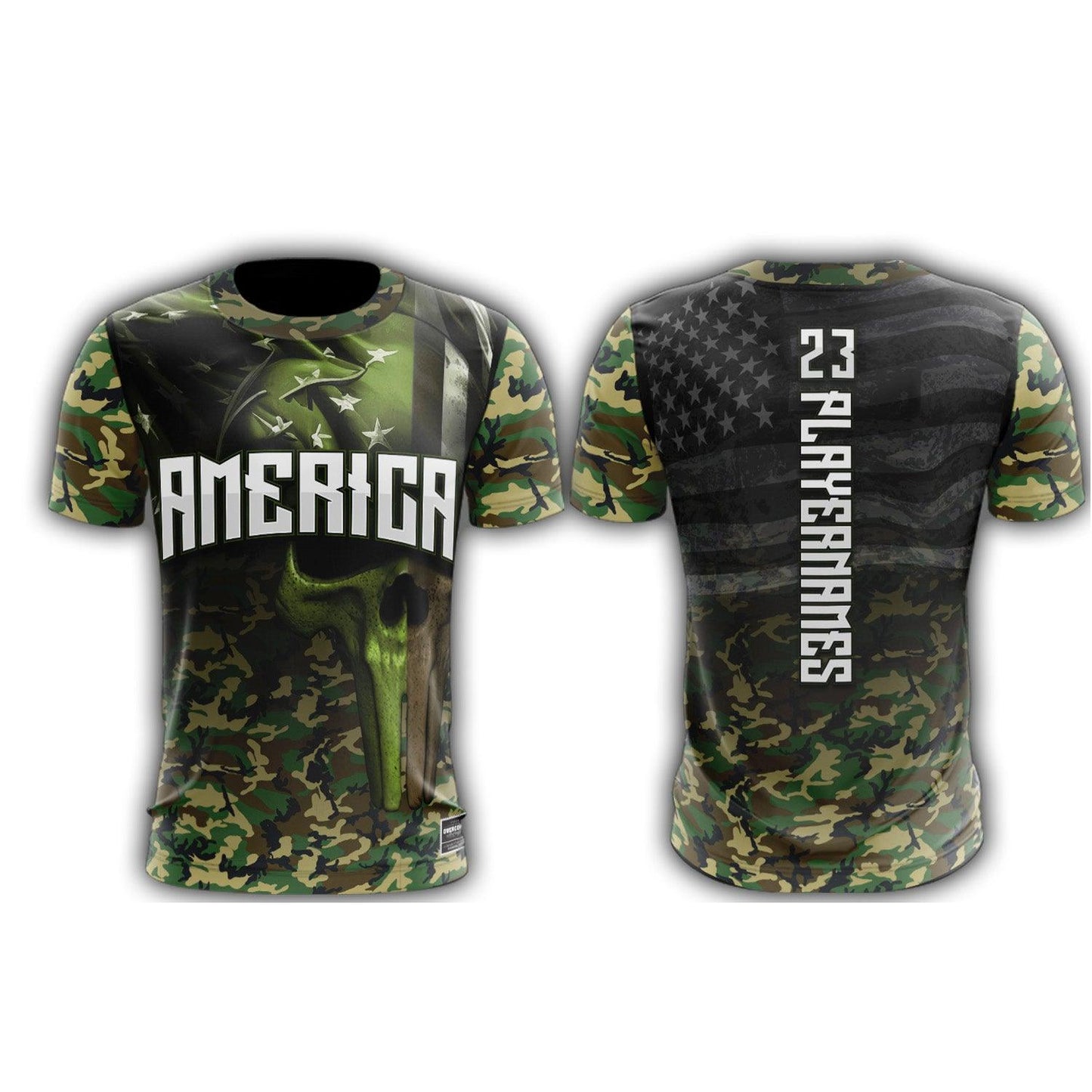 America Camo Skull Short Sleeve Shirt (Customized Buy-In) - Smash It Sports