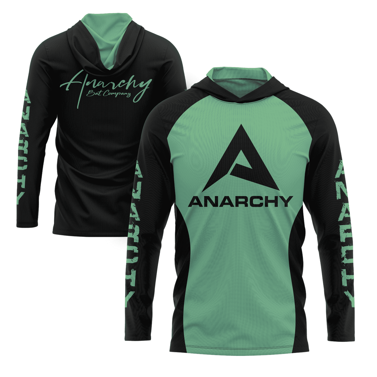 Anarchy Hooded Long Sleeve Tee - Mint/Black - Smash It Sports