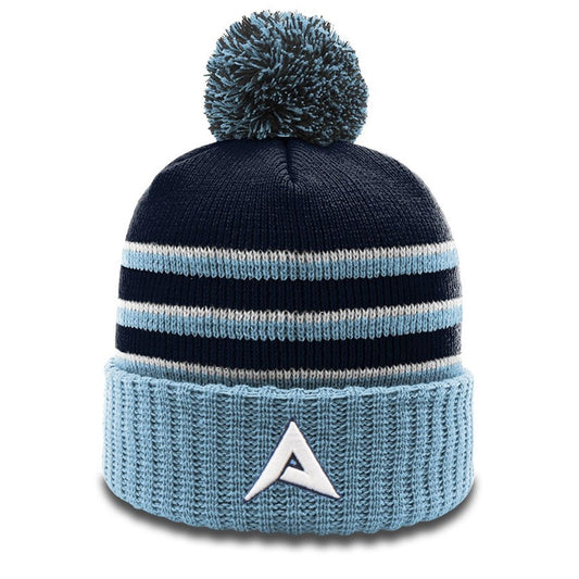 Anarchy New Logo Beanie #134 with Pom (Navy/Columbia Blue/White) - Smash It Sports