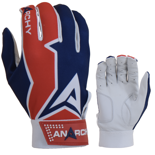 Anarchy Premium Batting Gloves- Red/White/Blue